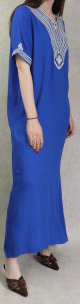 Robe Algerienne a manches courtes avec broderies - Couleur Bleu roi