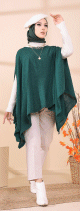 Poncho pour femme (Cape pour hijab) - Couleur vert emeraude