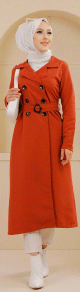 Trench femme (Manteau Hijab Saison Automne Hiver) - Couleur brique