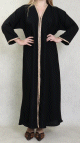 Robe Abaya Dubai noire de qualite avec strass dores sur tout le devant - Robes et Abayas Fete de l'Aid
