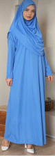 Robe de priere et son hijab assorti integre - Couleur bleu