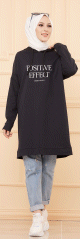 Tunique type sweat-shirt a capuche (Vetement moderne et sport pour hidjab) - Couleur bleu marine