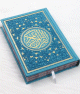 Le Coran en langue arabe avec pages Arc-en-ciel - Couverture de luxe cuir de couleur Bleu-Vert dore
