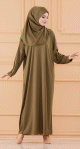 Robe de priere hijab pour femme avec son voile assorti - Couleur kaki