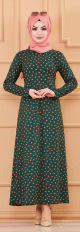 Robe a pois rose pour femme (Vetements toutes saisons pour hijab) - Couleur vert emeraude