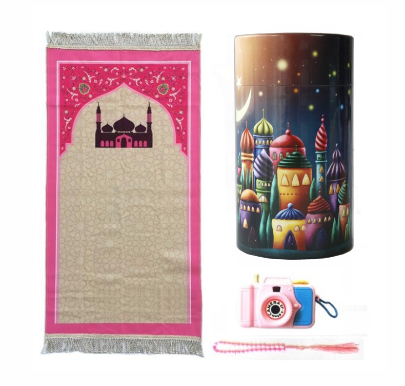 Boite cadeau avec tapis, Sebha et Jouet pour enfant - Couleur rose pour  fille musulmane - Objet de décoration ou oeuvre artisanale sur