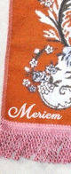 Tapis de priere avec decorations islamique tisse en chenille personnalisable avec prenom (Cadeau personnalise) - Couleur orange et rose