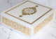 Grande boite cadeau rigide avec fermeture magnetique et inscription "Le Saint Coran" - Couleur Creme doree
