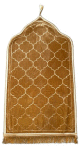 Tapis de priere original en forme de Mihrab avec parties dorees (Sajjada adulte Design Mehrab / Mosquee) - Couleur Beige fonce