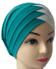 Turban bonnet croise bicolore femme moderne - Couleur Vert et creme