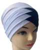 Turban bonnet croise bicolore femme moderne - Couleur Blanc et Noir