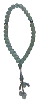 Chapelet (Subha) de luxe a 33 perles de couleur Vert eau avec parties argentees