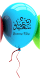 Pack de 10 ballons multicolores "Bonne Fete" (arabe et francais) -