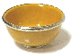 Bol moyen en poterie marocain de couleur jaune emaille et cercle de metal argente